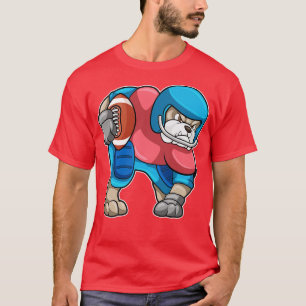 Bulldog bij sport met helm t-shirt