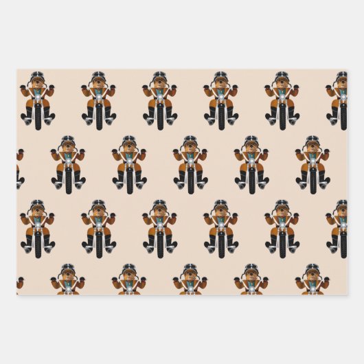 Bulldog Biker Riding Motorcycle Fun Inpakpapier Vel (Voorkant)