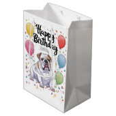 Bulldog Birthday Medium Cadeauzakje (Achterkant Gekanteld)