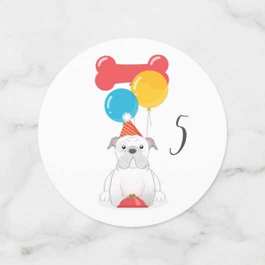 Bulldog Birthday Party Confetti (Medium achterkant)