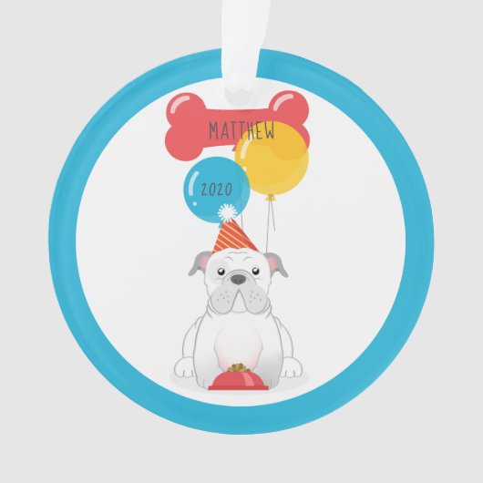 Bulldog Birthday Party Ornament (voorkant)