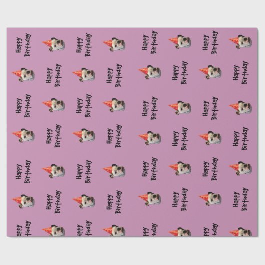 Bulldog Birthday Party Pet Cadeaupapier (Vlak)