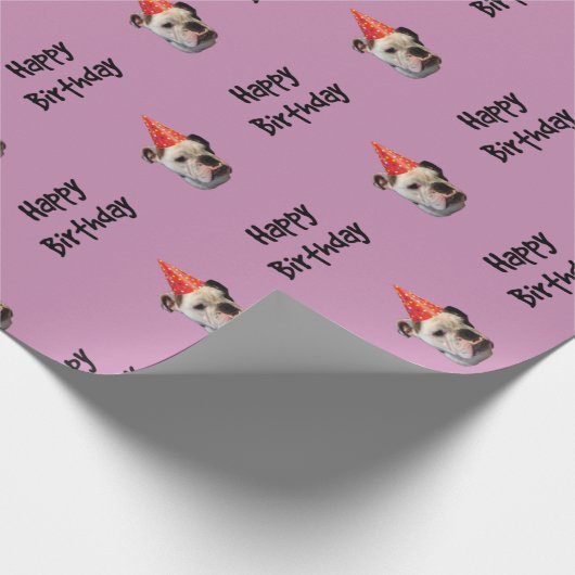 Bulldog Birthday Party Pet Cadeaupapier (Hoek)