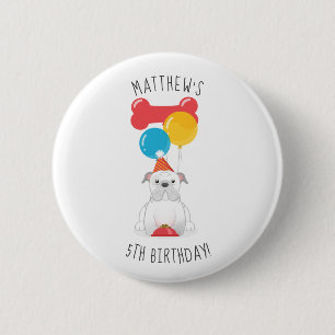 Bulldog Birthday Party Ronde Button 5,7 Cm