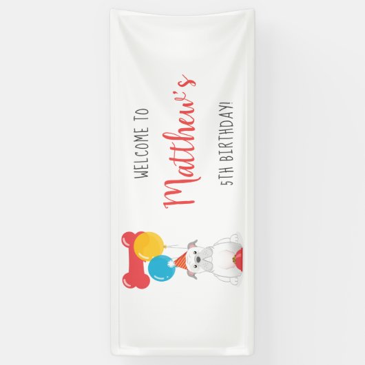 Bulldog Birthday Party Spandoek (Verticaal)