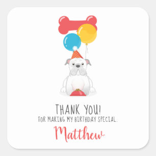 Bulldog Birthday Party Vierkante Sticker