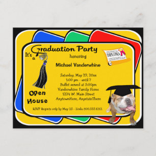 Bulldog Black Afstuderen Growler Party Invite Kaart