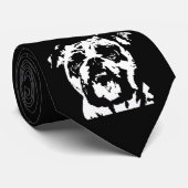 Bulldog Black & White Pop Art Dog Face Stropdas (Opgerold)