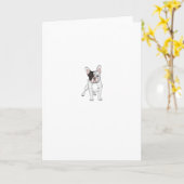 Bulldog Blue French Bulldog White Pixel Kaart (Gele Bloem)