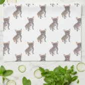 Bulldog (Blue Grey Silver Chocolate Lila) Theedoek (Gevouwen)