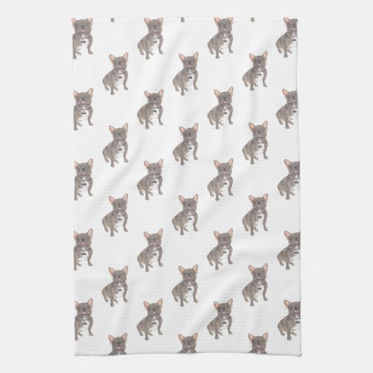 Bulldog (Blue Grey Silver Chocolate Lila) Theedoek (Verticaal)