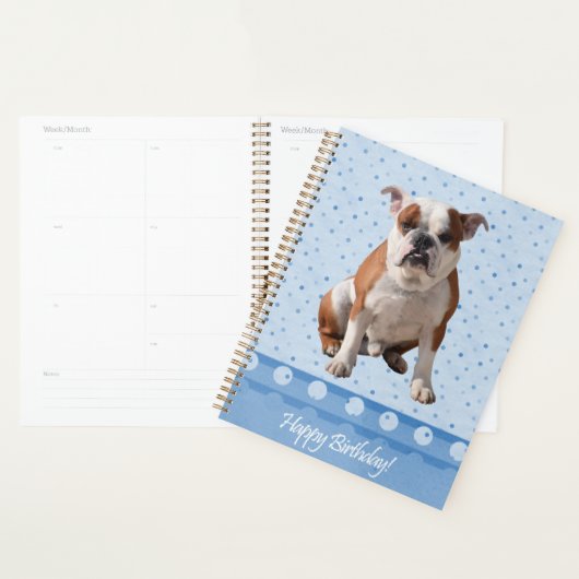 Bulldog Blue Stippen Happy Birthday Planner (Display)