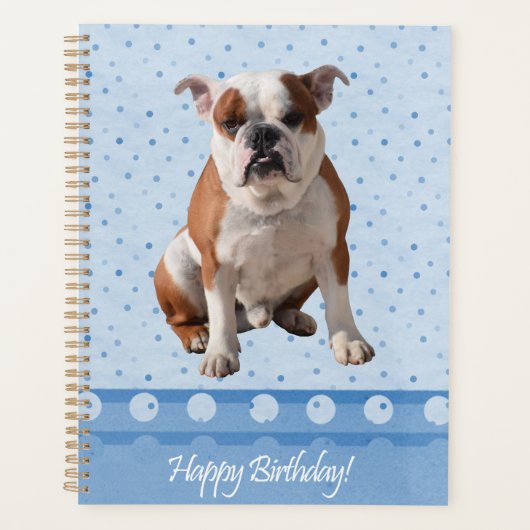 Bulldog Blue Stippen Happy Birthday Planner (Voorkant)