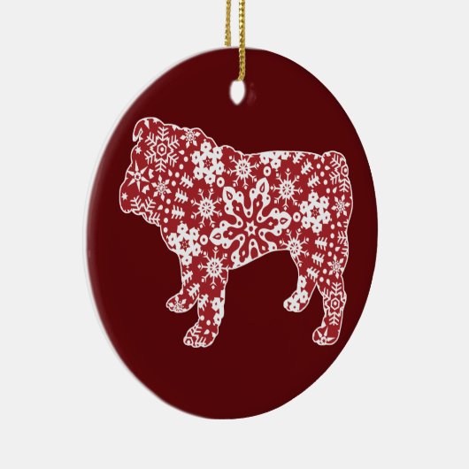 Bulldog, Boho kerstsnowflakes Keramisch Ornament (Rechts)