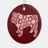 Bulldog, Boho kerstsnowflakes Keramisch Ornament (Links)