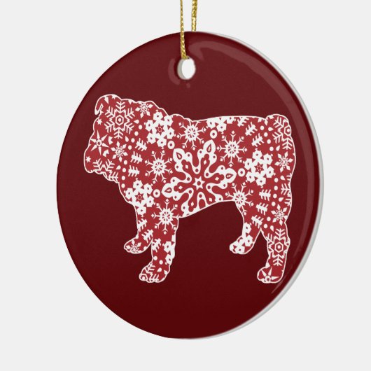 Bulldog, Boho kerstsnowflakes Keramisch Ornament (Links)