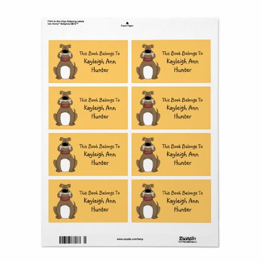 Bulldog Bookplate Label (Full Sheet)