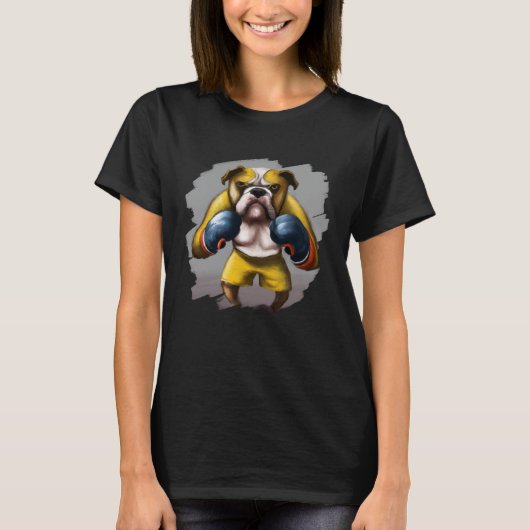 Bulldog Boxing Cool Bulldog Dog Boxing Boxer T-shirt (Voorkant)