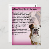 Bulldog Boyvriend Poem Briefkaart (Voorkant / Achterkant)