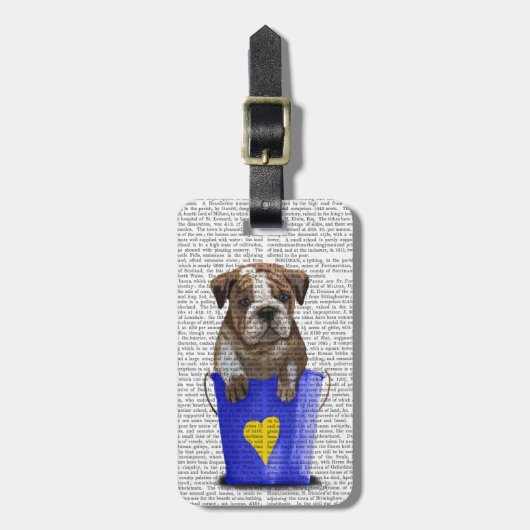 Bulldog Bucket of Love Blue Bagagelabel (Voorkant verticaal)