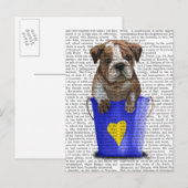 Bulldog Bucket of Love Blue Briefkaart (Voorkant / Achterkant)