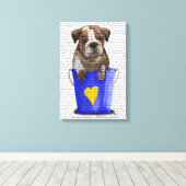 Bulldog Bucket of Love Blue Canvas Afdruk (Insitu (Houten vloer))