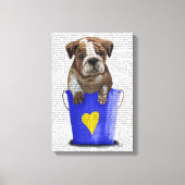 Bulldog Bucket of Love Blue Canvas Afdruk (Voorkant)