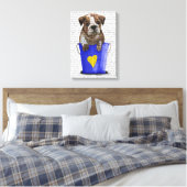 Bulldog Bucket of Love Blue Canvas Afdruk (Insitu (Slaapkamer))