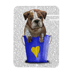 Bulldog Bucket of Love Blue Magneet