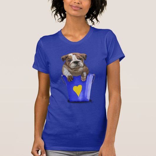 Bulldog Bucket of Love Blue T-shirt (Voorkant)