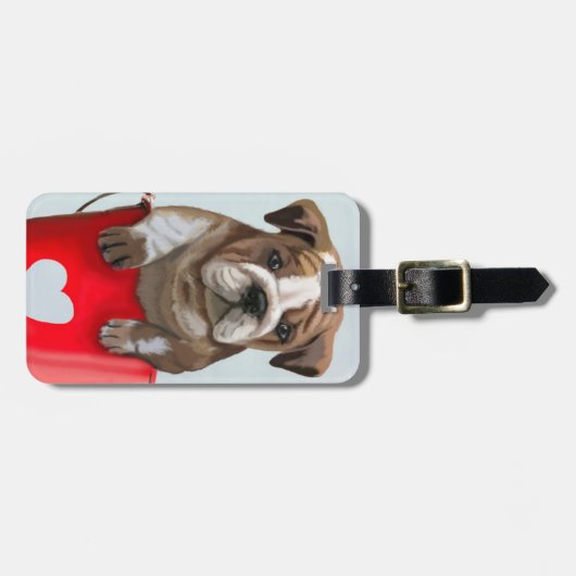 Bulldog Bucket of Love Red 2 Bagagelabel (Voorkant horizontaal)
