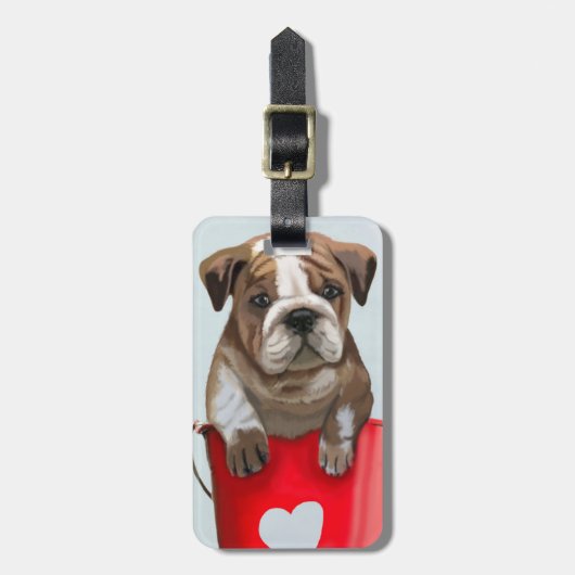 Bulldog Bucket of Love Red 2 Bagagelabel (Voorkant verticaal)