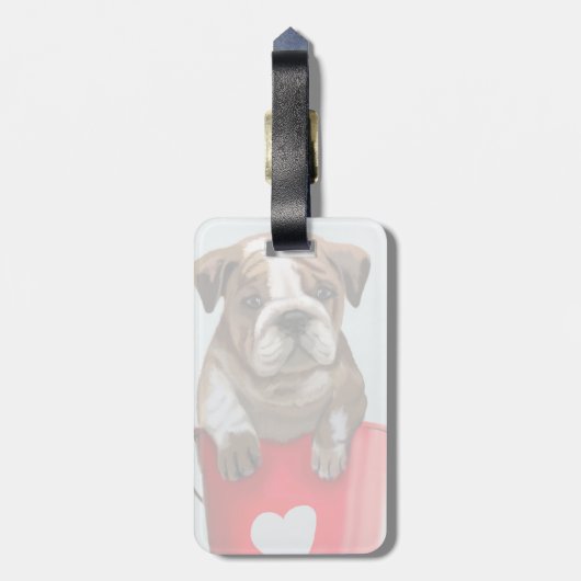 Bulldog Bucket of Love Red 2 Bagagelabel (Achterkant verticaal)