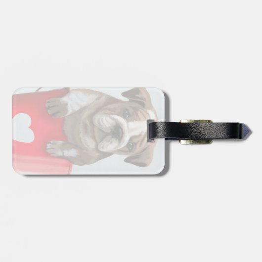 Bulldog Bucket of Love Red 2 Bagagelabel (Achterkant horizontaal)