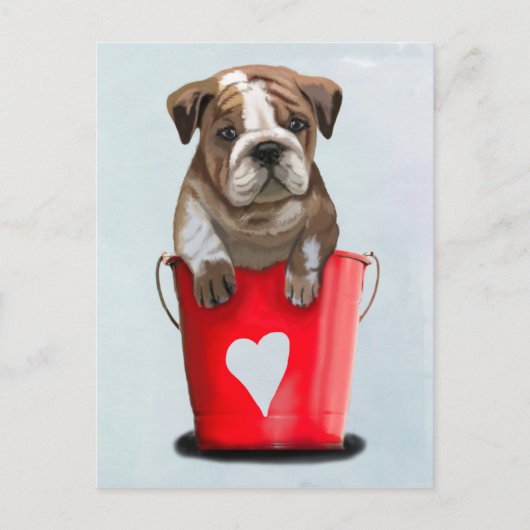 Bulldog Bucket of Love Red 2 Briefkaart (Voorkant)