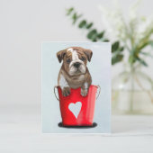 Bulldog Bucket of Love Red 2 Briefkaart (Staand voorkant)