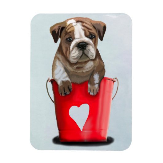 Bulldog Bucket of Love Red 2 Magneet (Verticaal)