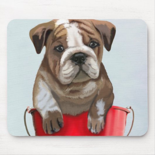 Bulldog Bucket of Love Red 2 Muismat (Voorkant)