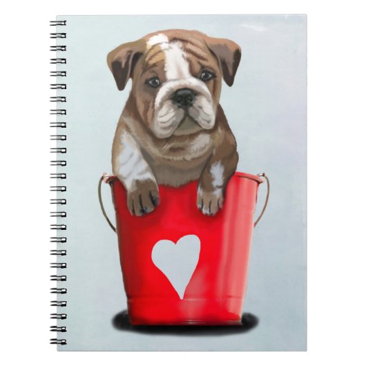 Bulldog Bucket of Love Red 2 Notitieboek (Voorkant)
