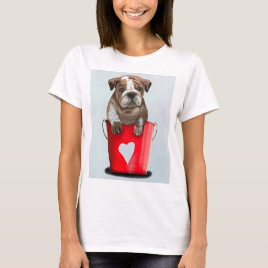 Bulldog Bucket of Love Red 2 T-shirt (Voorkant)