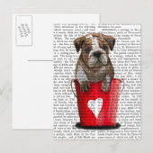 Bulldog Bucket of Love Red Briefkaart (Voorkant / Achterkant)