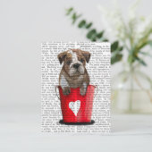 Bulldog Bucket of Love Red Briefkaart (Staand voorkant)