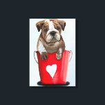 Bulldog Bucket of Love Red Canvas Afdruk<br><div class="desc">Gezelschapsdieren</div>