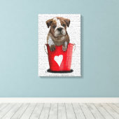 Bulldog Bucket of Love Red Canvas Afdruk (Insitu (Houten vloer))