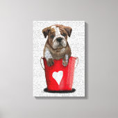 Bulldog Bucket of Love Red Canvas Afdruk (Voorkant)