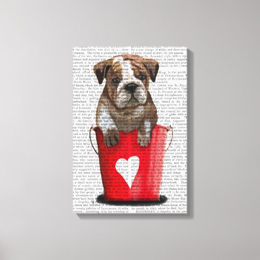 Bulldog Bucket of Love Red Canvas Afdruk (Voorkant)