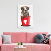 Bulldog Bucket of Love Red Canvas Afdruk (Insitu (Woonkamer))