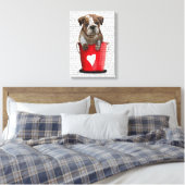 Bulldog Bucket of Love Red Canvas Afdruk (Insitu (Slaapkamer))