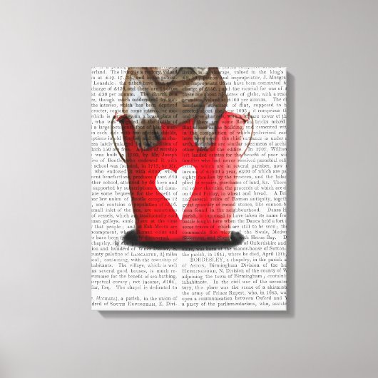 Bulldog Bucket of Love Red Canvas Afdruk (Voorkant)