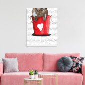 Bulldog Bucket of Love Red Canvas Afdruk (Insitu (Woonkamer))